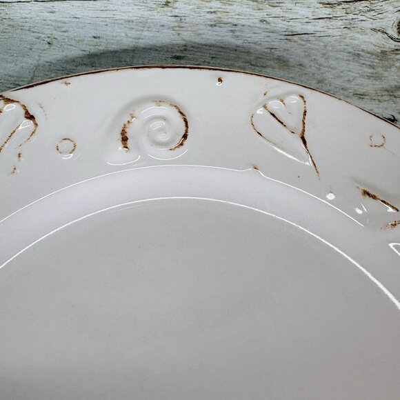 Thomson Pottery HAMPTON Seashells Embossed Rustic Off White Dinner Plates Set 4 - Picture 12 of 16